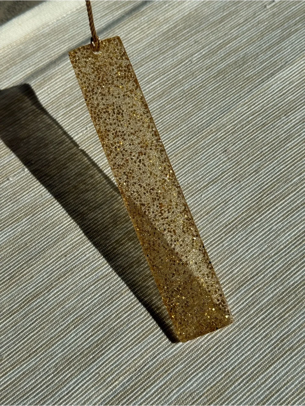 Gold Glitter Resin Bookmark with Tassel